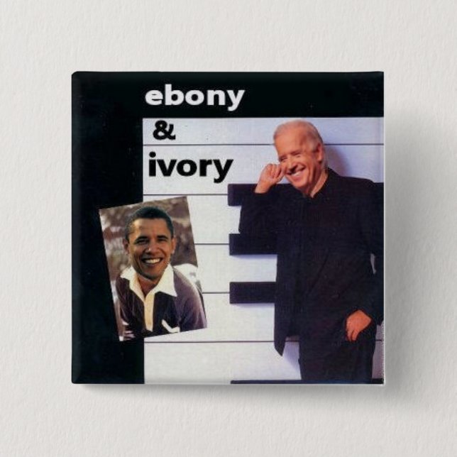 Obama-/Biden Ebenholz-Elfenbein-Quadrat-Knopf Button (Vorderseite)