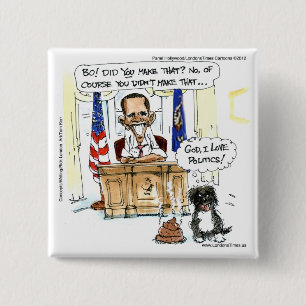 Obama & Bo Satirealer Cartoon schenkt T-Shirts und Button
