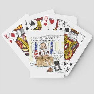 Obama & Bo Satirealer Cartoon schenkt T-Shirts und Spielkarten