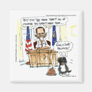 Obama & Bo Satirische Cartoon-Geschenke T-Shirts & Magnet