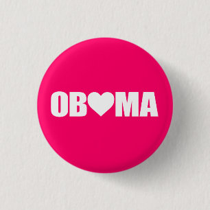 ""OBAMA" BUCHSTABIERT MIT HERZEN " BUTTON