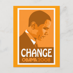 Obama - Change Dark Orange Postcard Postkarte