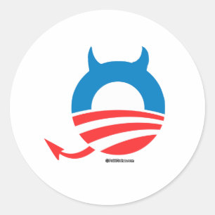 Obama Devil Runder Aufkleber