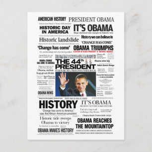 Obama: Die 44th President Headline Postkarte