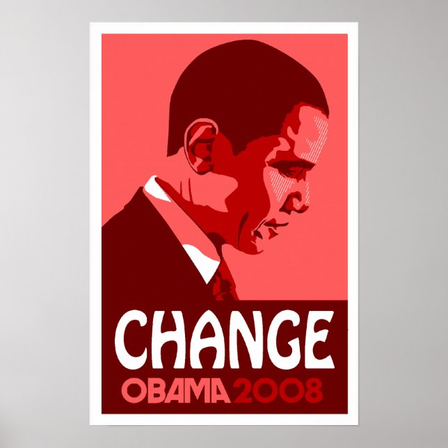 Obama - Dunkles rotes Poster ändern (Vorne)