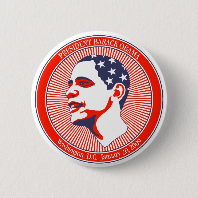 Obama-Einweihung in rotem weißem und blau Button (Vorderseite)