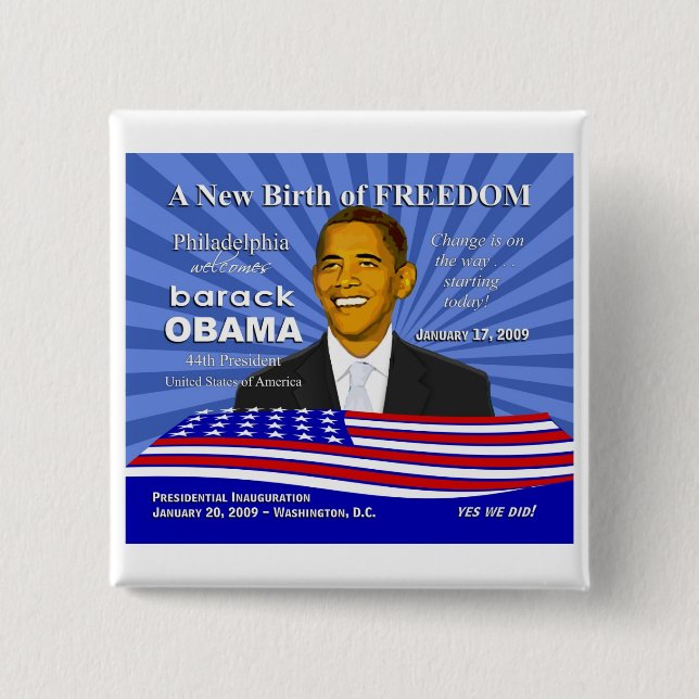 Obama-Einweihungs-Ereignisse - Philadelphia-Button Button (Vorderseite)