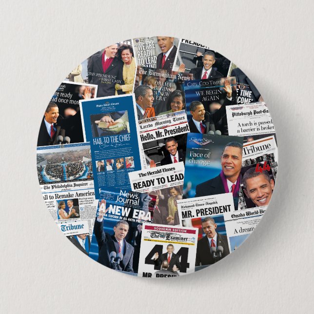 Obama-Einweihungs-Zeitungs-Knopf Button (Vorderseite)