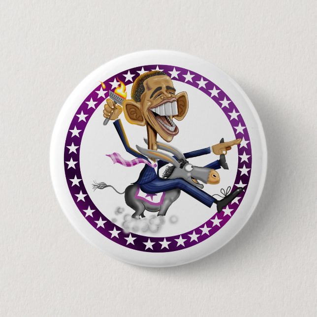 obama-Esel-weiß Button (Vorderseite)