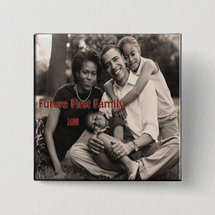 Obama-Familien-Quadrat KNOPF Button