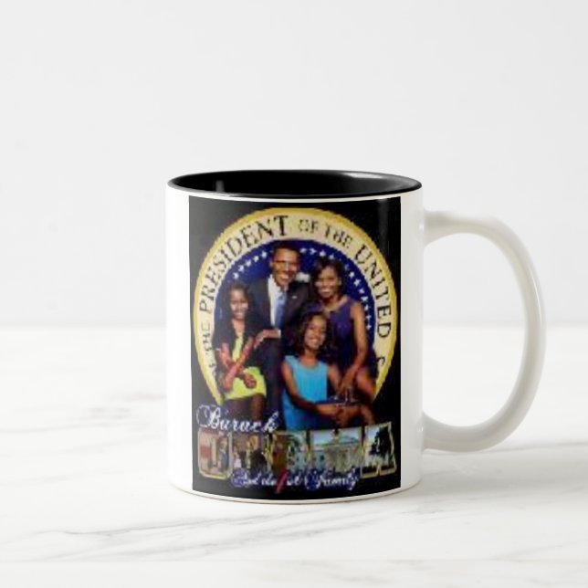 Obama-Familien-Tasse Zweifarbige Tasse (Rechts)