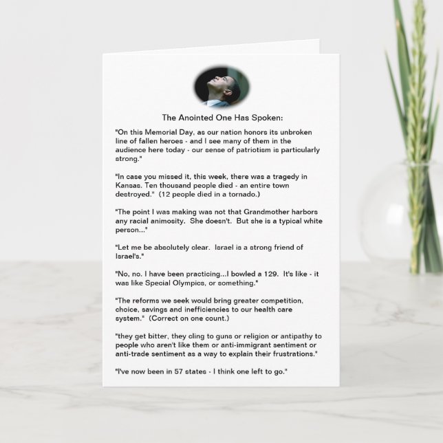 Obama-Fauxpas - eine Probenahme Karte (Vorderseite)