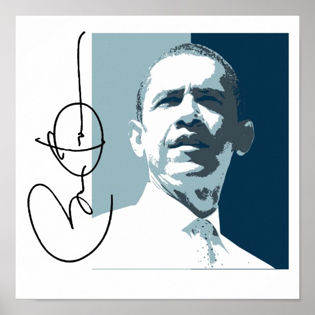 OBAMA FÜHRUNG BLAU -.png Poster (Vorne)