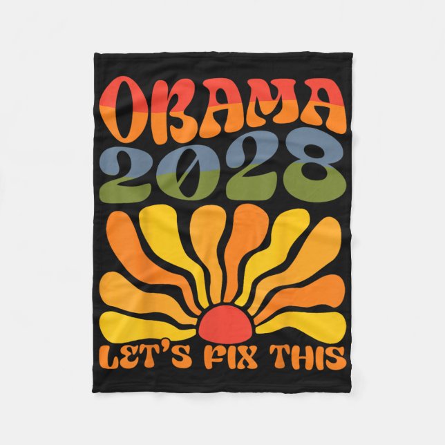 Obama für Präsident 2028 Obama 2028 Blume Boho Ra Fleecedecke (Vorderseite)