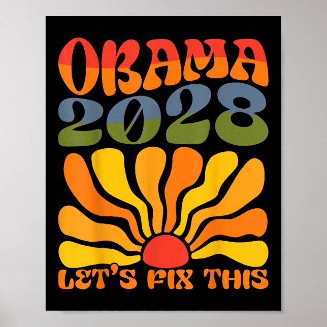 Obama für Präsident 2028 Obama 2028 Blume Boho Ra Poster (Vorne)