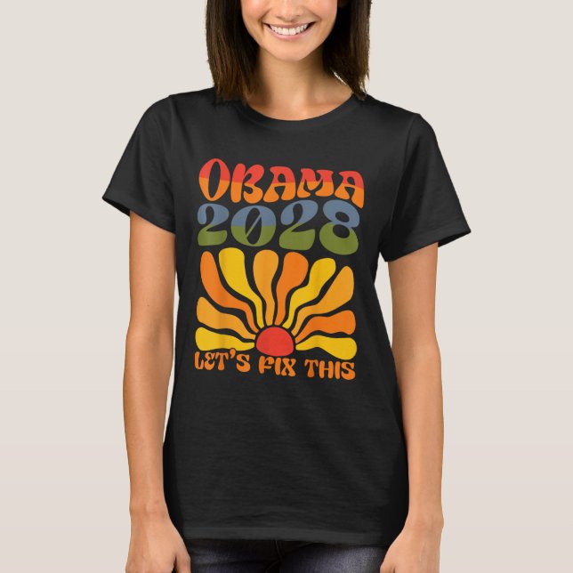 Obama für Präsident 2028 Obama 2028 Blume Boho Ra T-Shirt (Vorderseite)