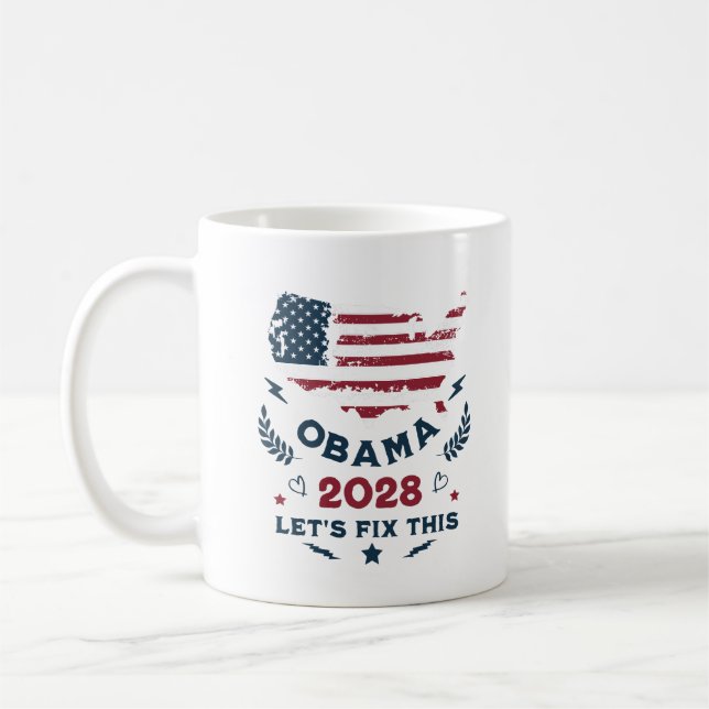 Obama für Präsident Obama 2028 Demokratie gewinnt Kaffeetasse (Links)