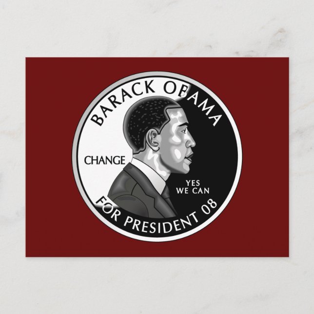 Obama für Präsident (rot) Postkarte (Vorderseite)