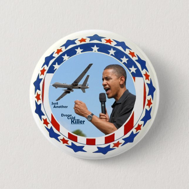 Obama: Gerade ein anderer Drohne-Kälte-Mörder Button (Vorderseite)