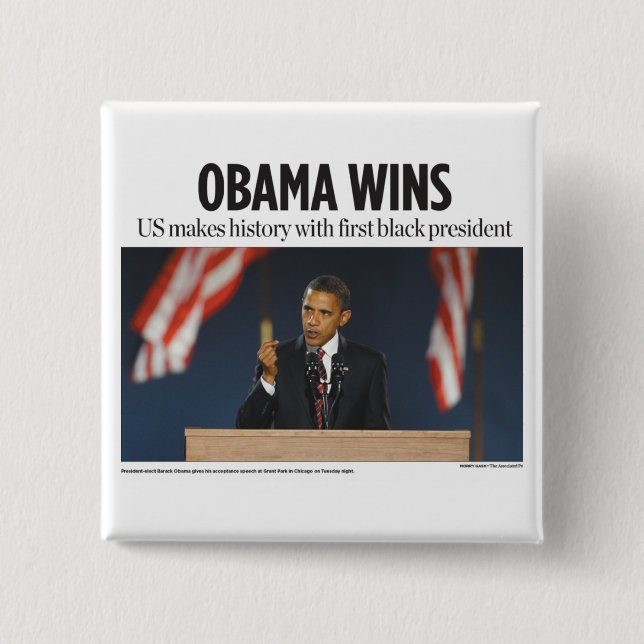 Obama gewinnt Button (Vorderseite)