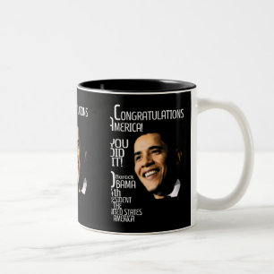OBAMA GEWINNT GLÜCKWÜNSCHE ZWEIFARBIGE TASSE
