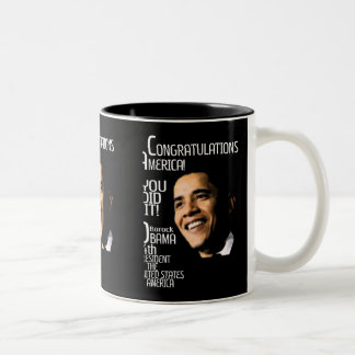 OBAMA GEWINNT GLÜCKWÜNSCHE ZWEIFARBIGE TASSE