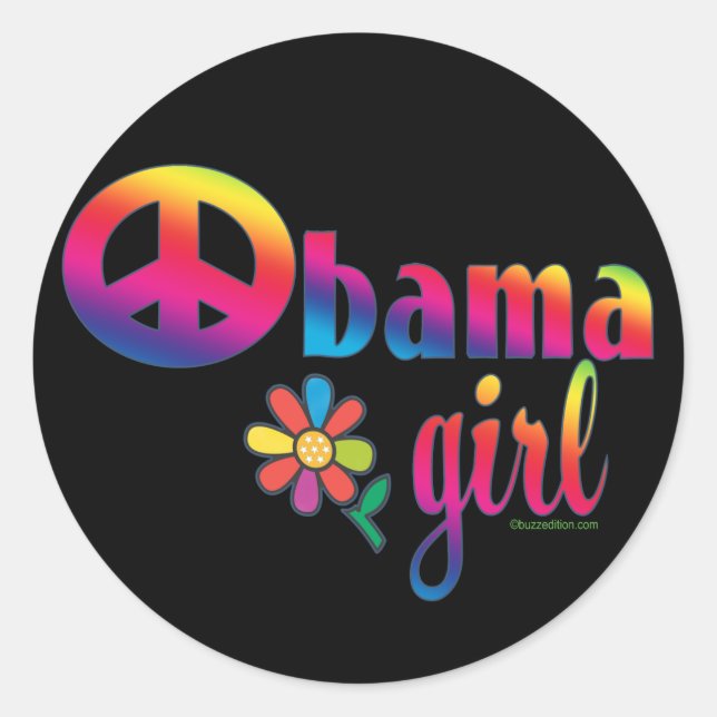 Obama Girl Runder Aufkleber (Vorderseite)