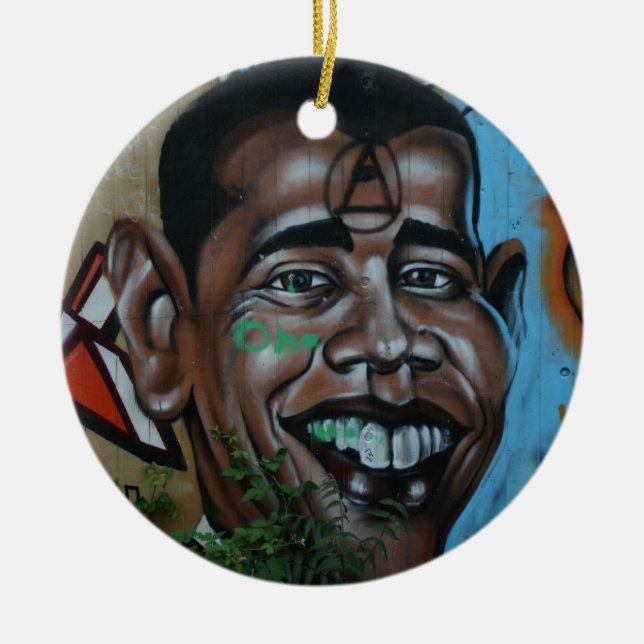 Obama-Graffiti Keramikornament (Vorne)