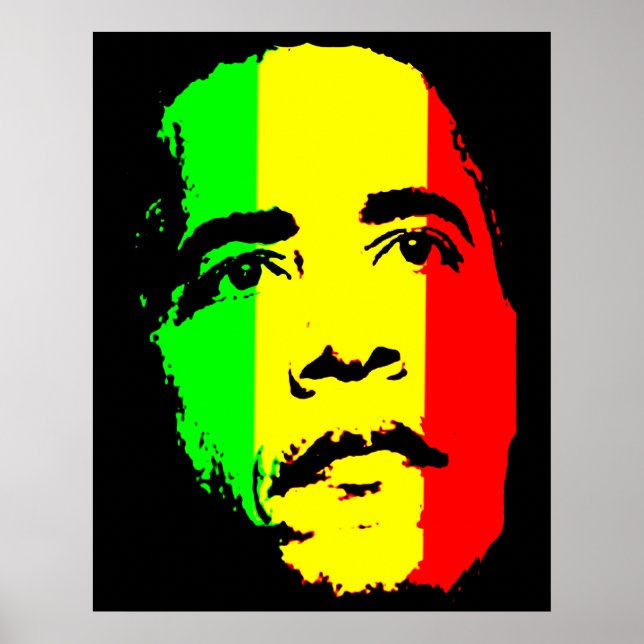 Obama Green Gold und Red Face Poster (Vorne)