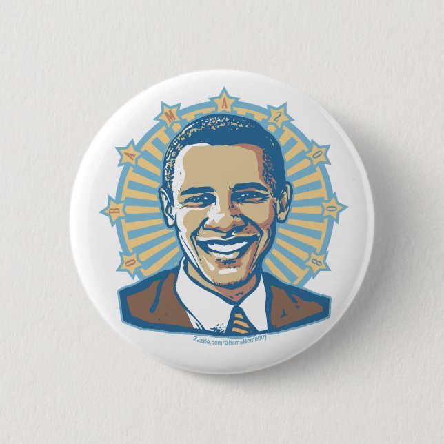 Obama-Halo-Porträt-Knopf Button (Vorderseite)
