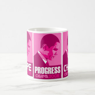Obama - Hoffnung, Fortschritt, ändern dunkle rosa Tasse