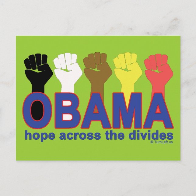 OBAMA HOFFNUNG ÜBER DIE DIVIDES POSTKARTE (Vorderseite)