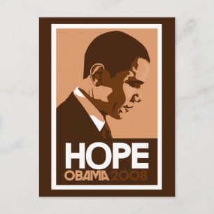 Obama - Hope Dark Brown Postcard Postkarte