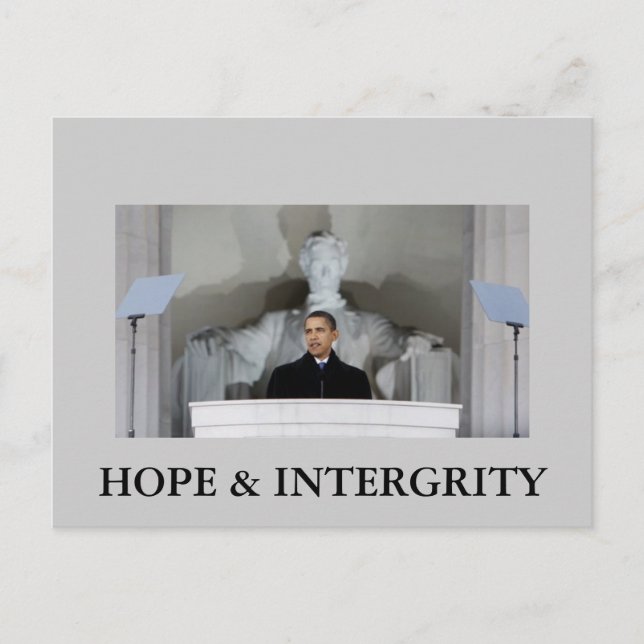 OBAMA HOPE & INTERGRITY POSTCARD POSTKARTE (Vorderseite)