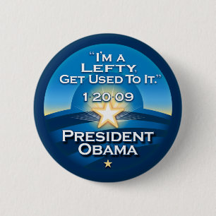 OBAMA "ich bin ein linkes mich gewöhne an es." Button