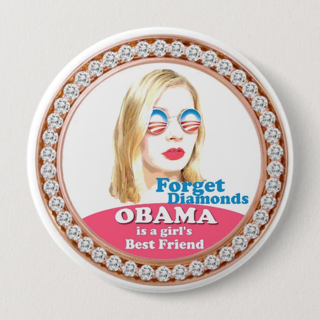Obama ist der beste Freund eines Mädchens Button (Vorderseite)