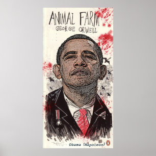 Obama ist Napoleon in George Orwells "Animal Farm" Poster