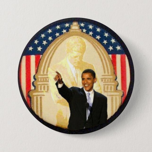 OBama/JFK Retro Art-Knopf Button (Vorderseite)
