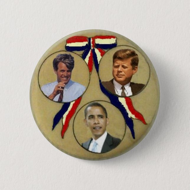Obama/JFK/RFK Trigate Retro Knopf Button (Vorderseite)