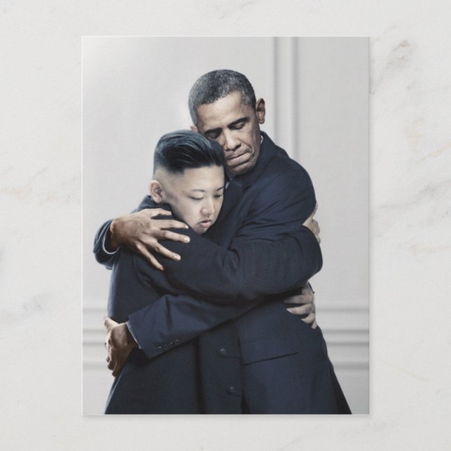 Obama Kim Jong Un Nordkorea Liebe Postkarte (Vorderseite)