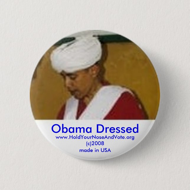 Obama kleidete, www.HoldYourNose.org an Button (Vorderseite)