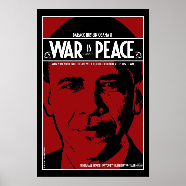 Obama: Krieg ist Frieden Poster (Vorne)