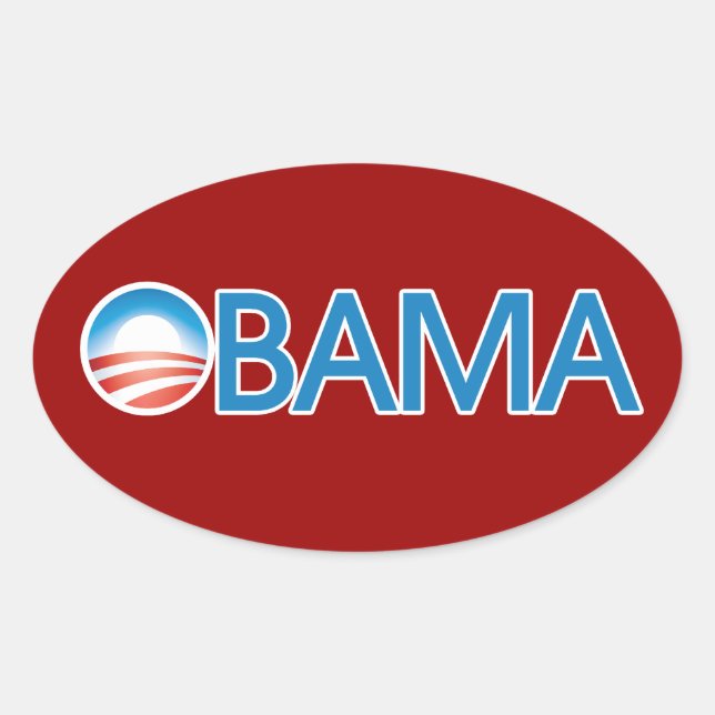 Obama-Logo Ovaler Aufkleber (Vorderseite)