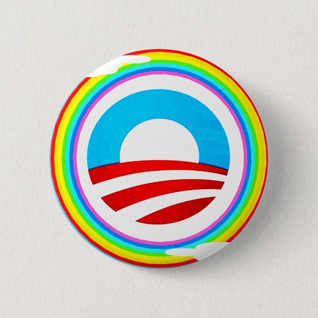 OBAMA-LOGO UND REGENBOGEN-KREIS-KNOPF BUTTON (Vorderseite)