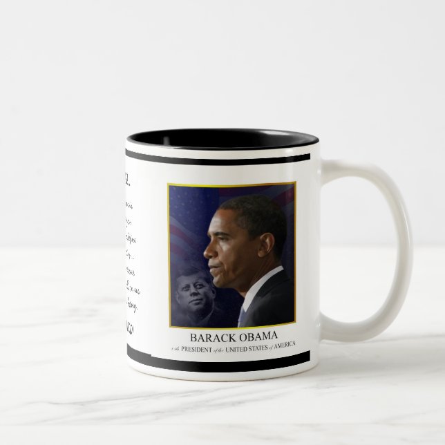 Obama mit JFK - Kaffee-Tasse - maßgeschneidert Zweifarbige Tasse (Rechts)