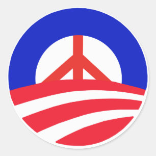 Obama mit Red Peace Sign Runder Aufkleber
