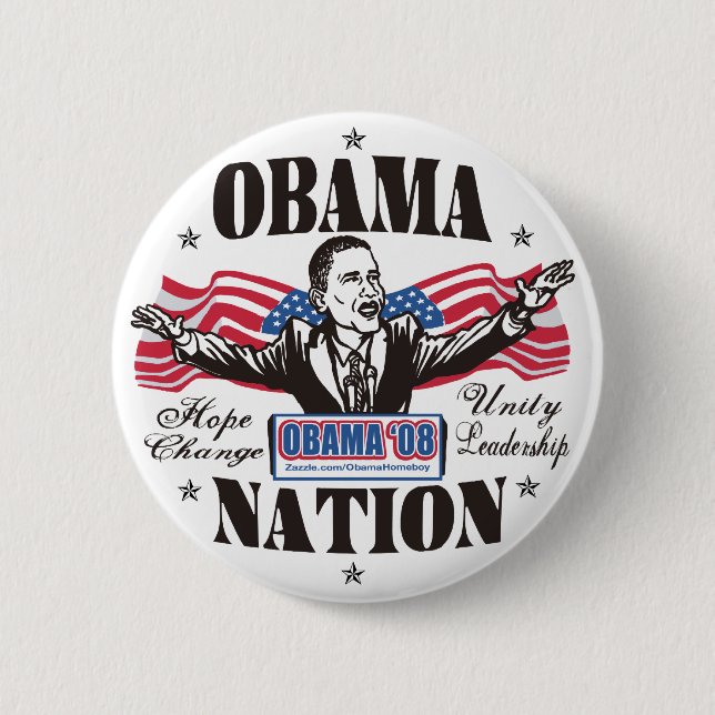 Obama-Nations-Cartoon-Knopf Button (Vorderseite)
