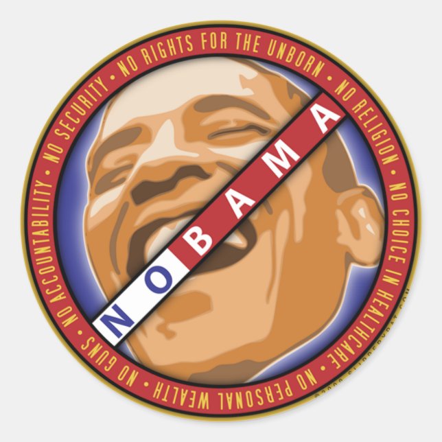 Obama "Nobama"-Sticker Runder Aufkleber (Vorderseite)