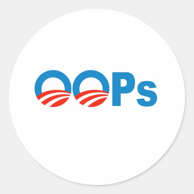 Obama oops runder aufkleber (Vorderseite)