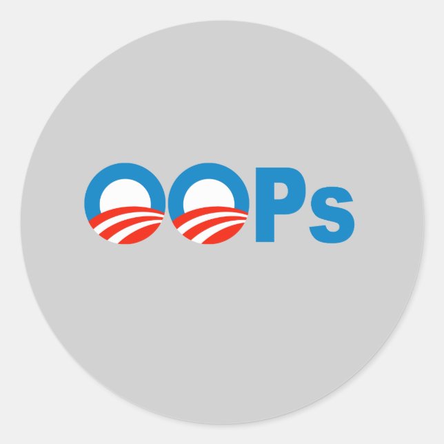 Obama oops runder aufkleber (Vorderseite)